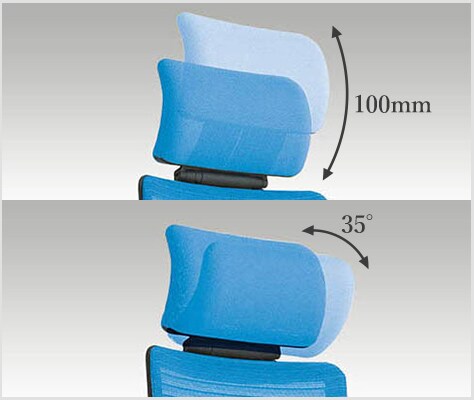 高さと角度が調節できるヘッドレスト