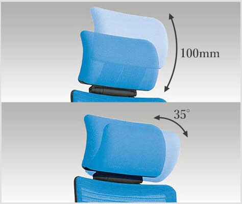 高さと角度が調節できるヘッドレスト