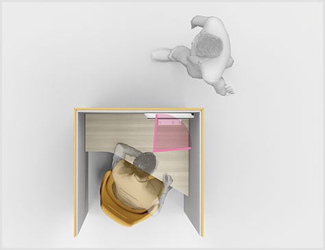 覗き込みを防ぐ背後のパネル