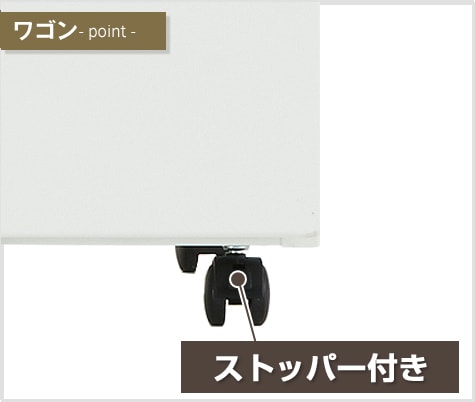 固定もできるストッパー付きキャスター