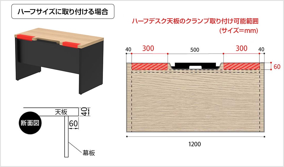 クランプ取り付け可能サイズ