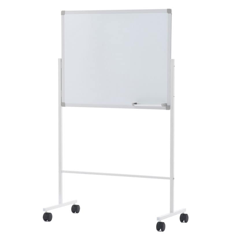 ミニサイズホワイトボード 脚付き キャスター付き 片面 マグネット式ペントレー付き マグネット対応 幅792×奥行405×高さ1301mm