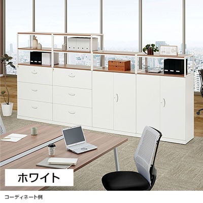 送料無料】 クウォール 3段ラテラルキャビネット(内筒交換錠) ホワイト