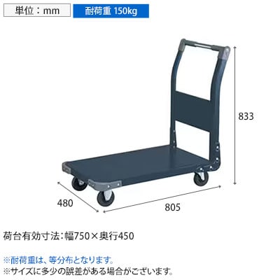 送料無料】 サカエ 特製四輪車 150kgタイプ 幅805×奥行480×高さ833mm