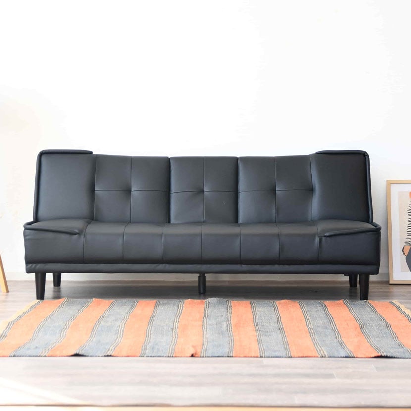 送料無料】 3人掛け ソファ ソファベッド ドリンクホルダー付き