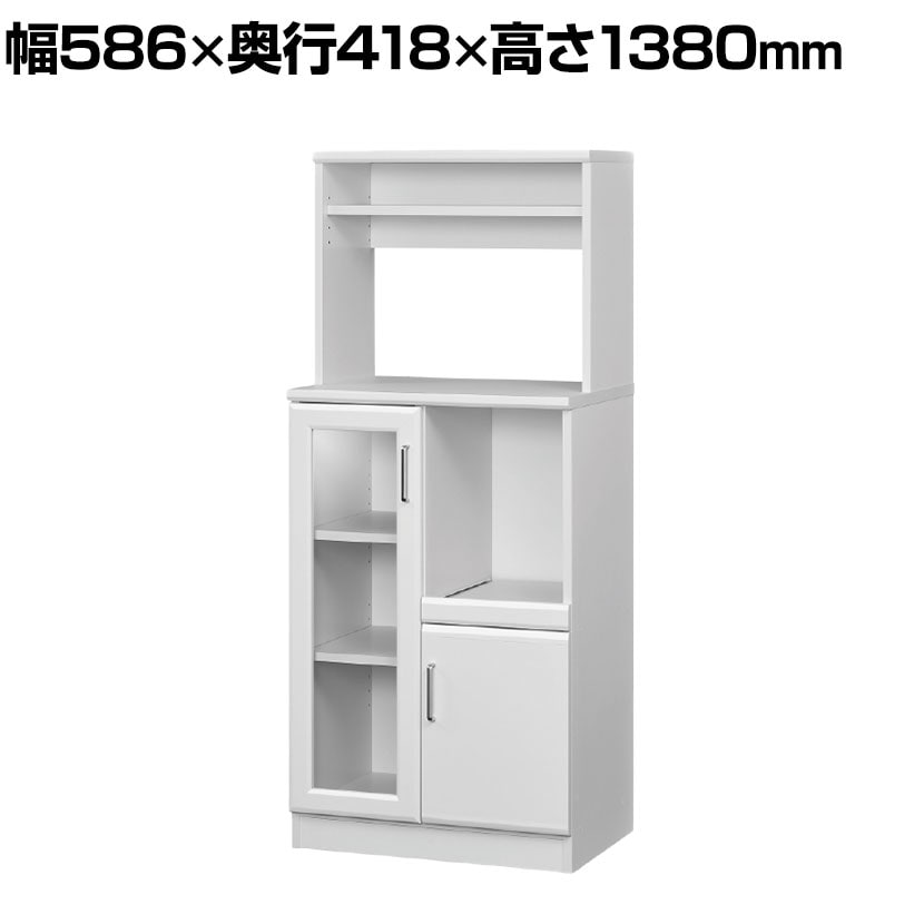 白井産業 レンジ台 食器棚 ホワイト 白　BRM-1460SL WH ベアルモ 送料無料】 レンジ台 食器棚 スライド棚 コンセント付き キッチン 家電