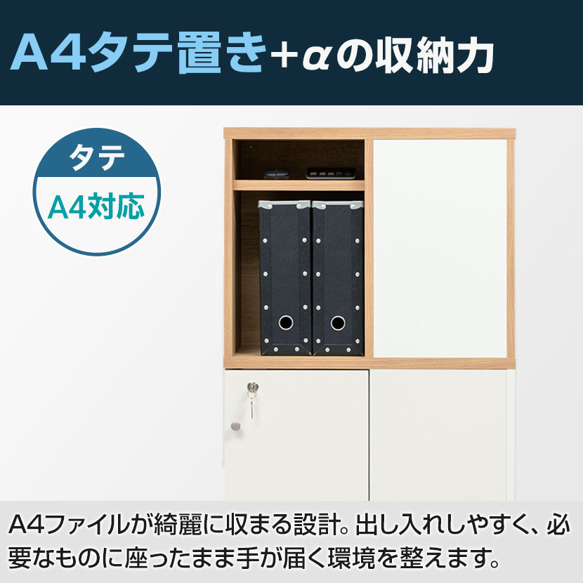 送料無料】 両面シェアキャビネット 収納棚 可動棚付き 木製 鍵付き扉