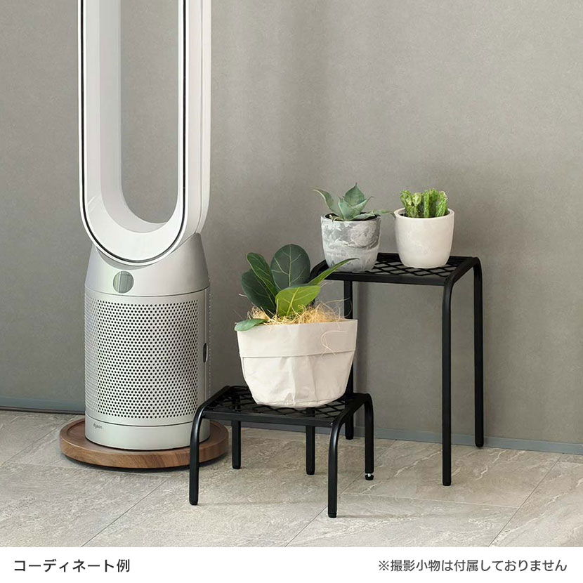 アイアン鉢台 ディスプレイスタンド　落下防止バー4面　脚無しベタ置きタイプ 送料無料】 【ハイ・ローサイズ2個セット】アイアンプランタースタンド