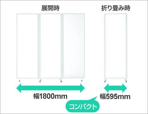 3分の1サイズに折りたためる