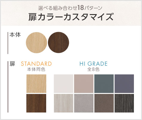 全18通りから選べる扉カラー