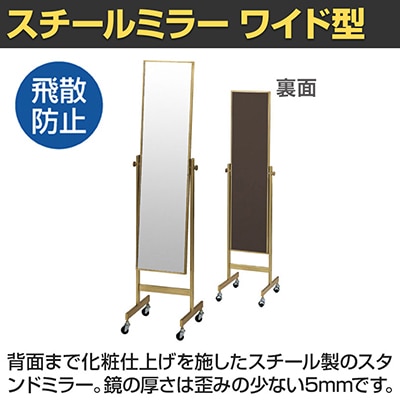 送料無料】 スチールミラー 鏡 スタンドミラー アンティークゴールド