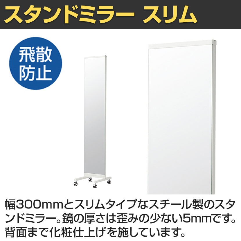 送料無料】 スリム片面ミラー 鏡 スタンドミラー スチールミラー 両面