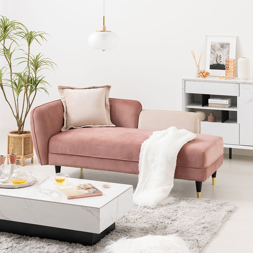 送料無料】 ソファ 2人掛け ベルベッド クッション付き シェーズロング