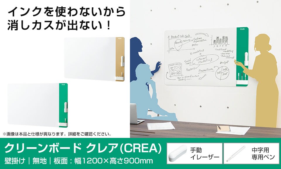 インクを使わない、消しカスが出ない、メンテナンス不要のクリーンボード