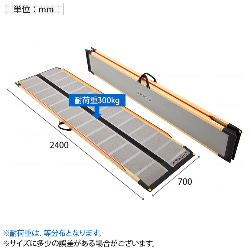 送料無料】 ウェルファン 可搬型スロープ ケアスロープ(カーボン) 長さ