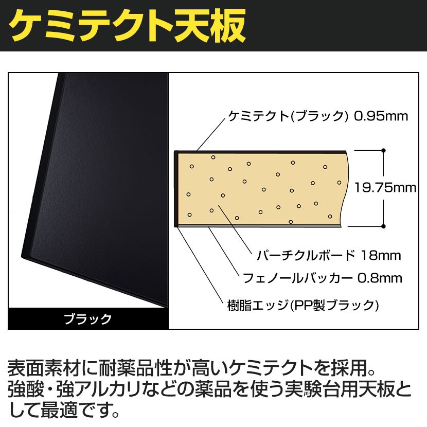 送料無料】 山金工業 実験用 作業台 高さ調整 高耐薬品性天板 黒