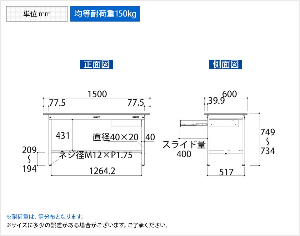 YA-P-1560UT-WW 商品サイズ1