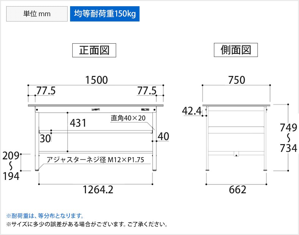 YA-P-1575F-WW 商品サイズ1