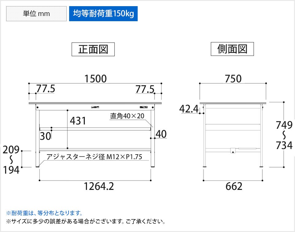 YA-P-1575TF-WW 商品サイズ1