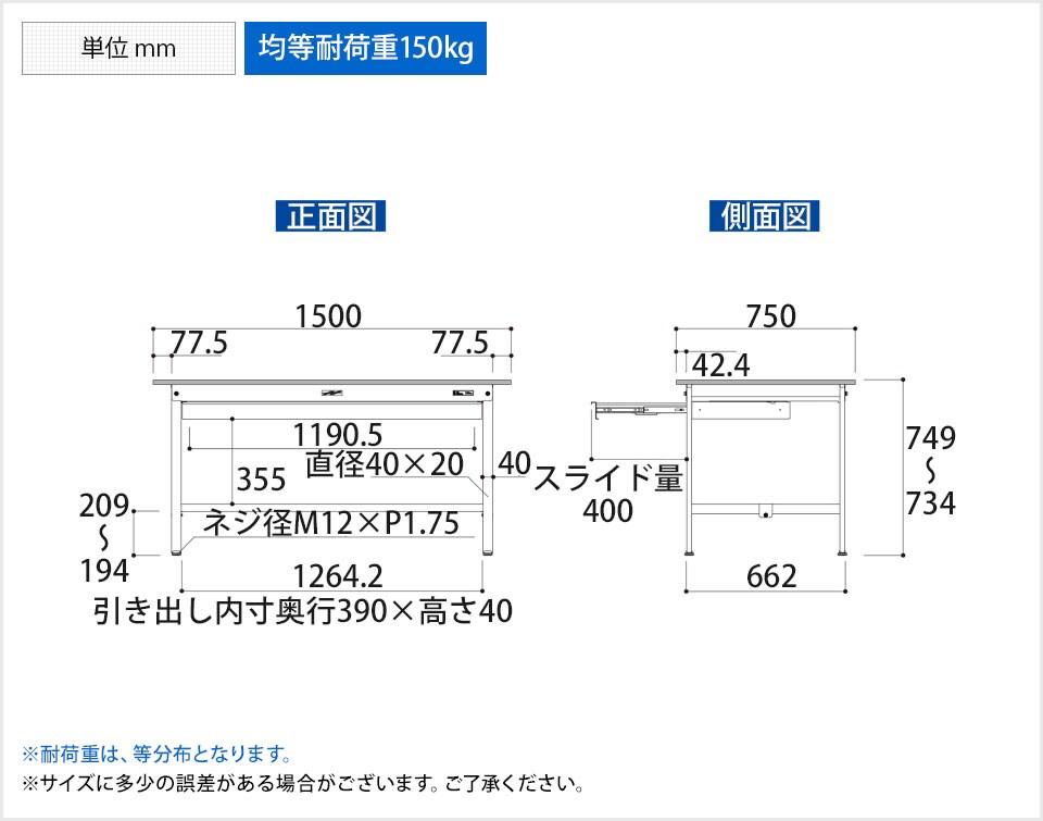 YA-P-1575W-WW 商品サイズ1