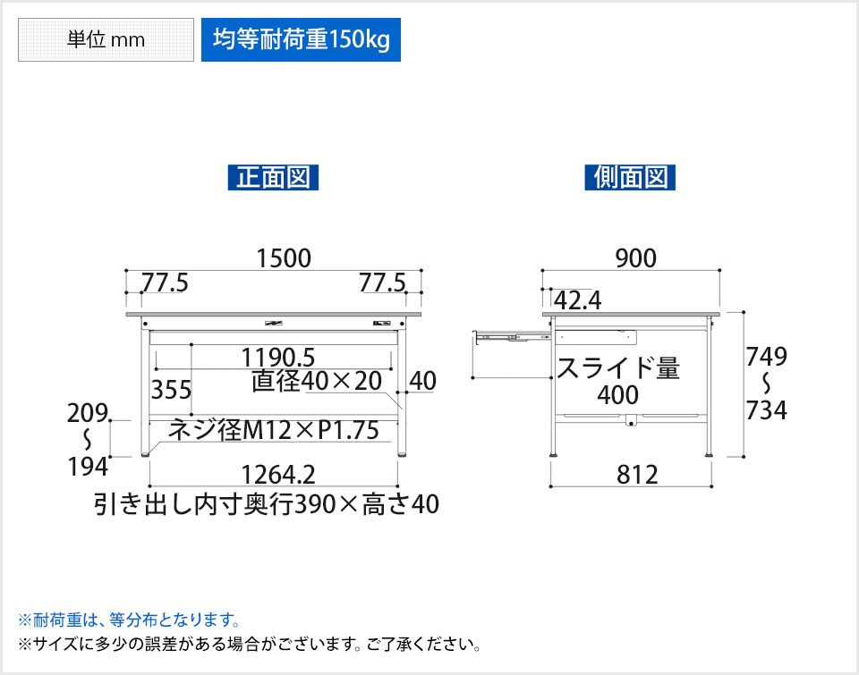 YA-P-1590WTT-WW 商品サイズ1