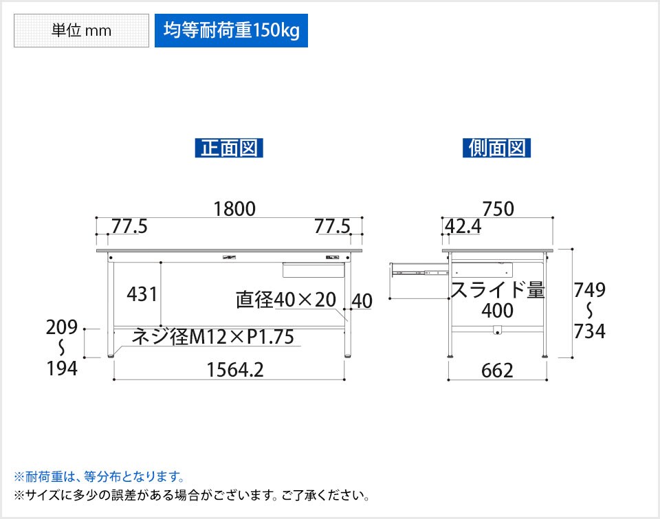 YA-P-1875U-WW 商品サイズ1