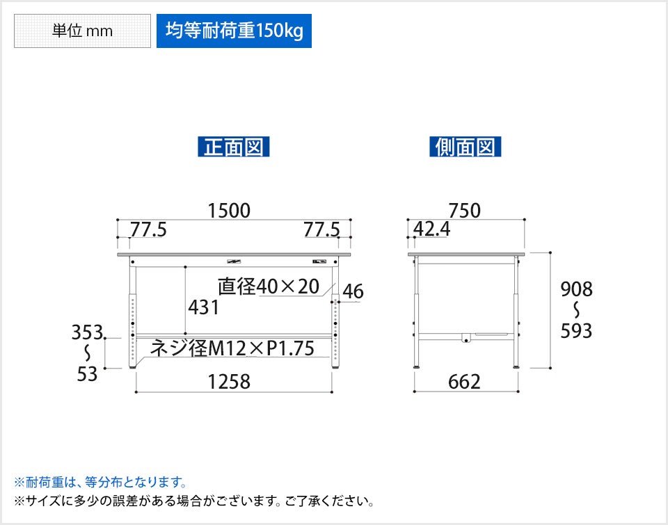 YA-PA-1575TT-WW 商品サイズ1