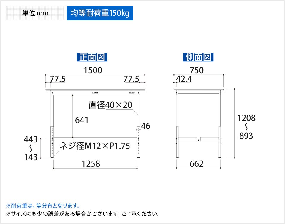 YA-PAH-1575T-WW 商品サイズ1