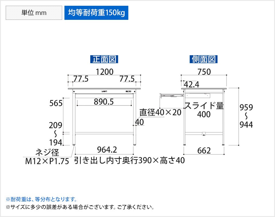 YA-PH-1275W-WW 商品サイズ1