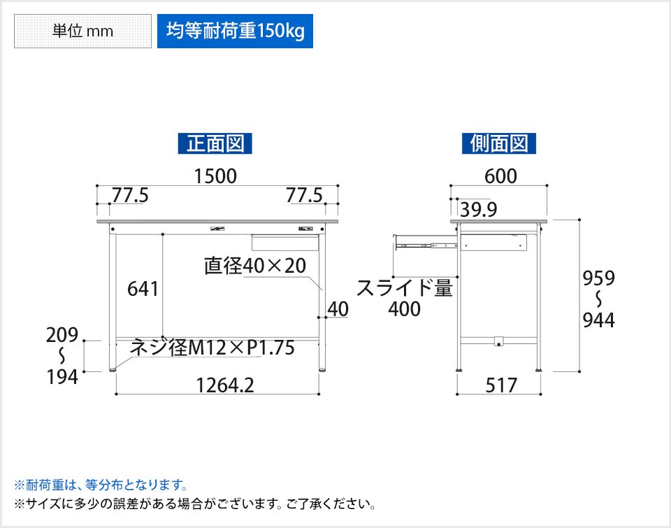 YA-PH-1560U-WW 商品サイズ1