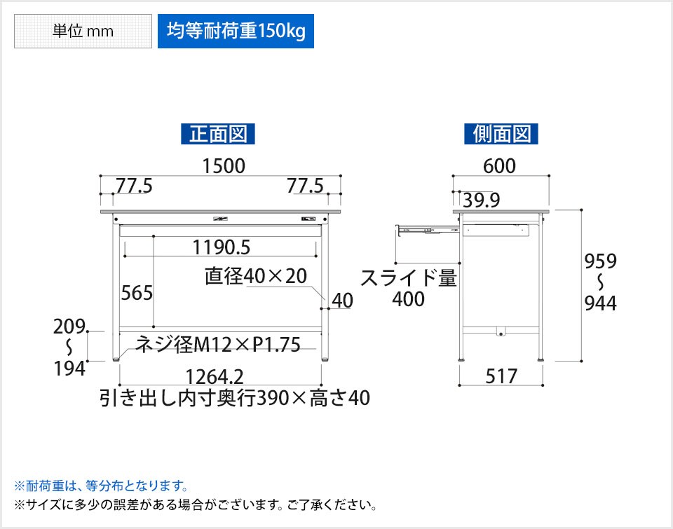 YA-PH-1560W-WW 商品サイズ1