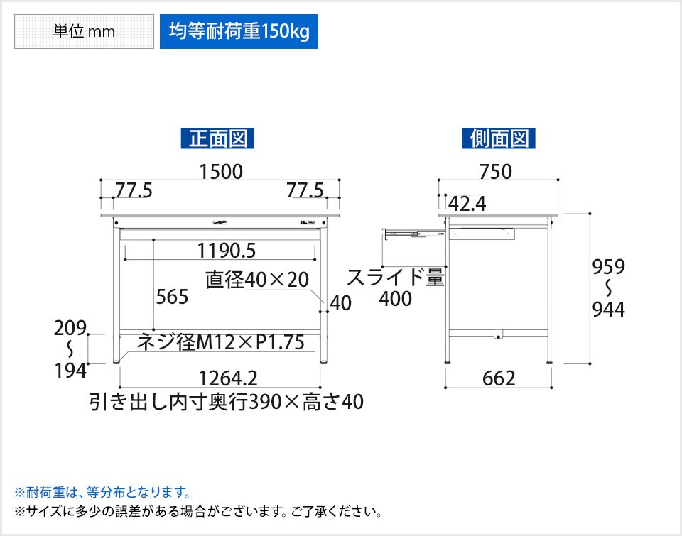 YA-PH-1575W-WW 商品サイズ1