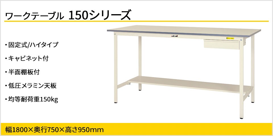 小物整理に便利! 150シリーズ 固定式 キャビネット付・半面棚板付