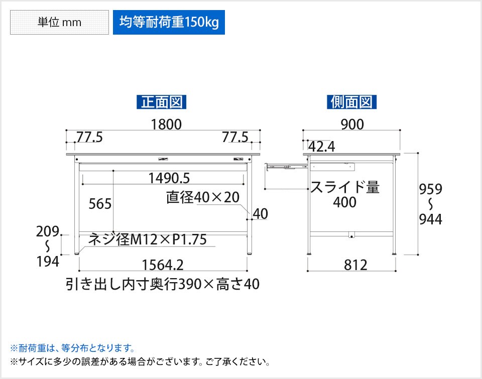 YA-PH-1890W-WW 商品サイズ1