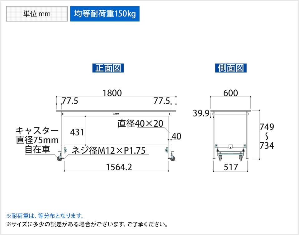 YA-PU-1860-WW 商品サイズ1