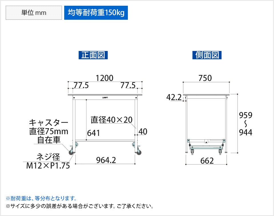 YA-PUH-1275T-WW 商品サイズ1