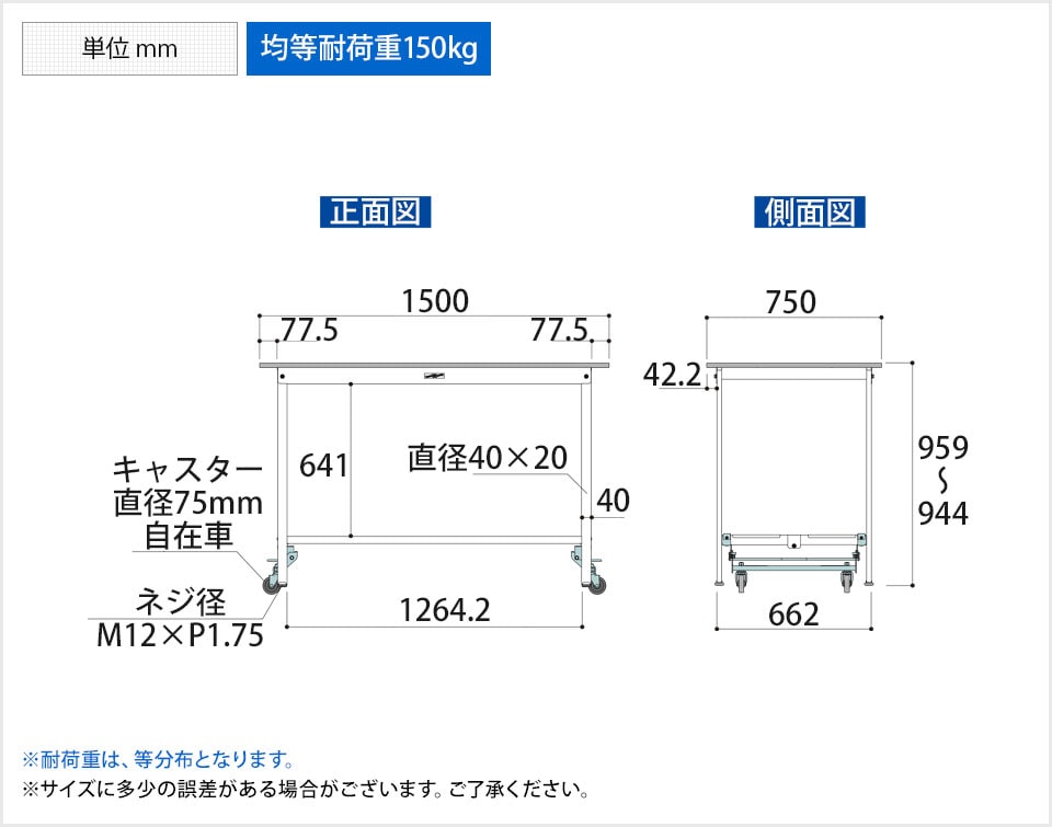 YA-PUH-1575TT-WW 商品サイズ1