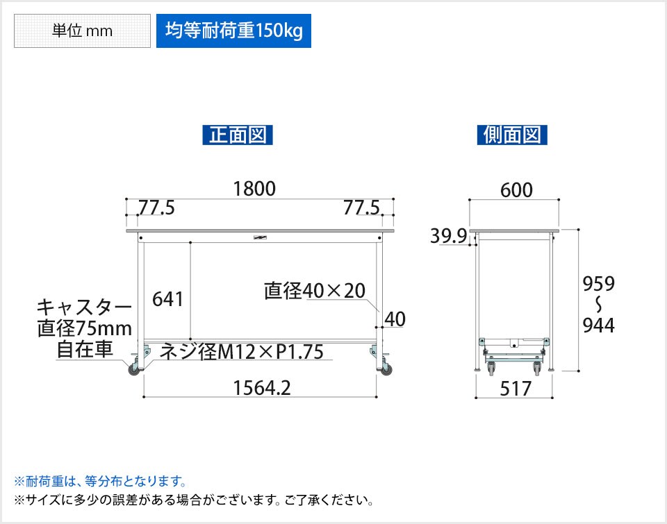 YA-PUH-1860T-WW 商品サイズ1
