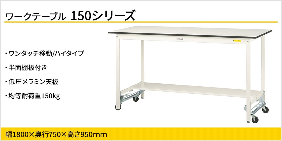 移動も固定もワンタッチ! 150シリーズワンタッチ移動タイプ・半面棚板付
