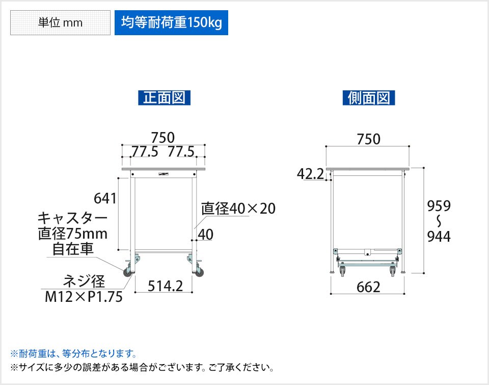 YA-PUH-775T-WW 商品サイズ1