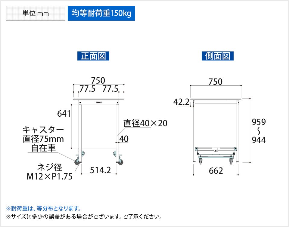 YA-PUH-775TT-WW 商品サイズ1
