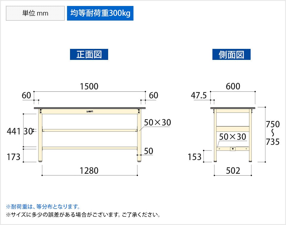 YA-SWP-1560TTS2 商品サイズ1