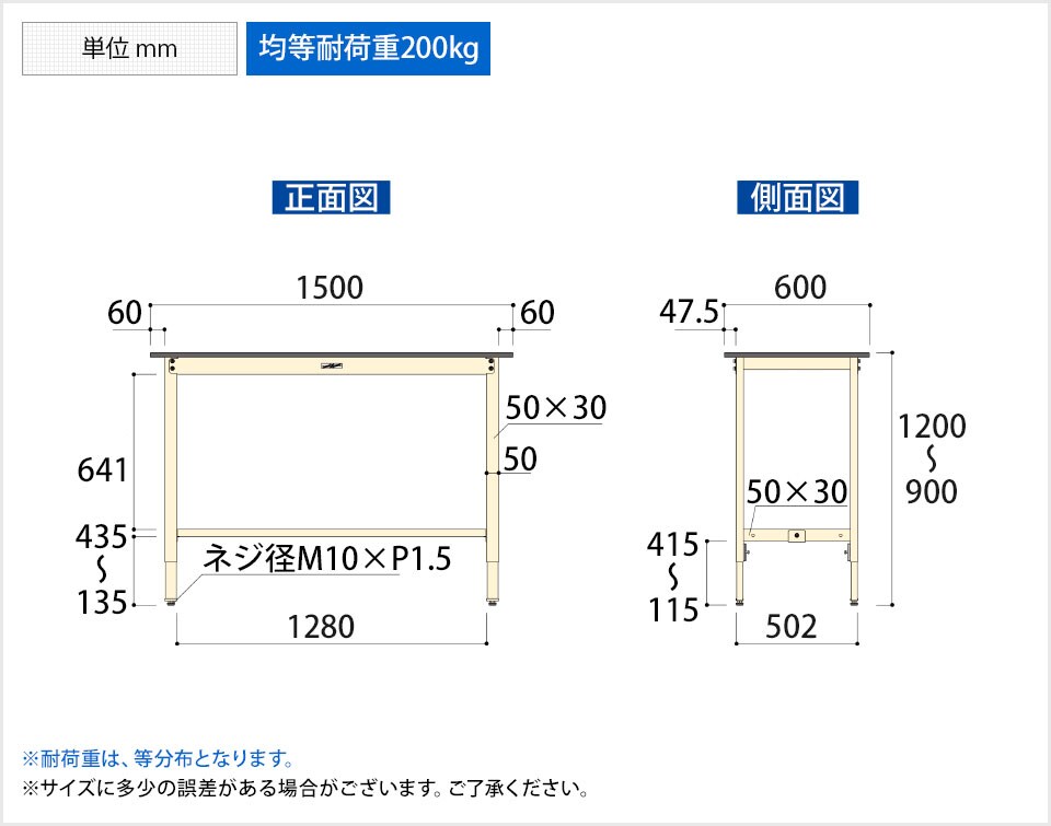 YA-SWPAH-1560 商品サイズ1