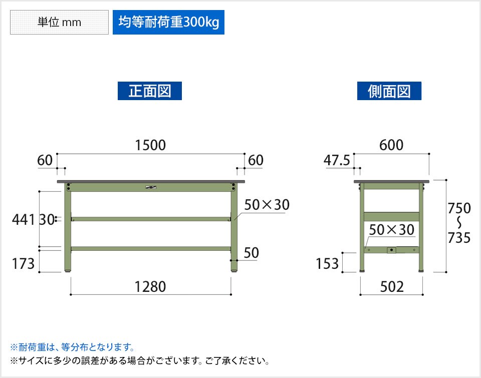YA-SWR-1560TS1 商品サイズ1